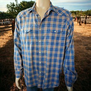 LUCKY BRAND Snap Plaid Western Shirt Size LARGE